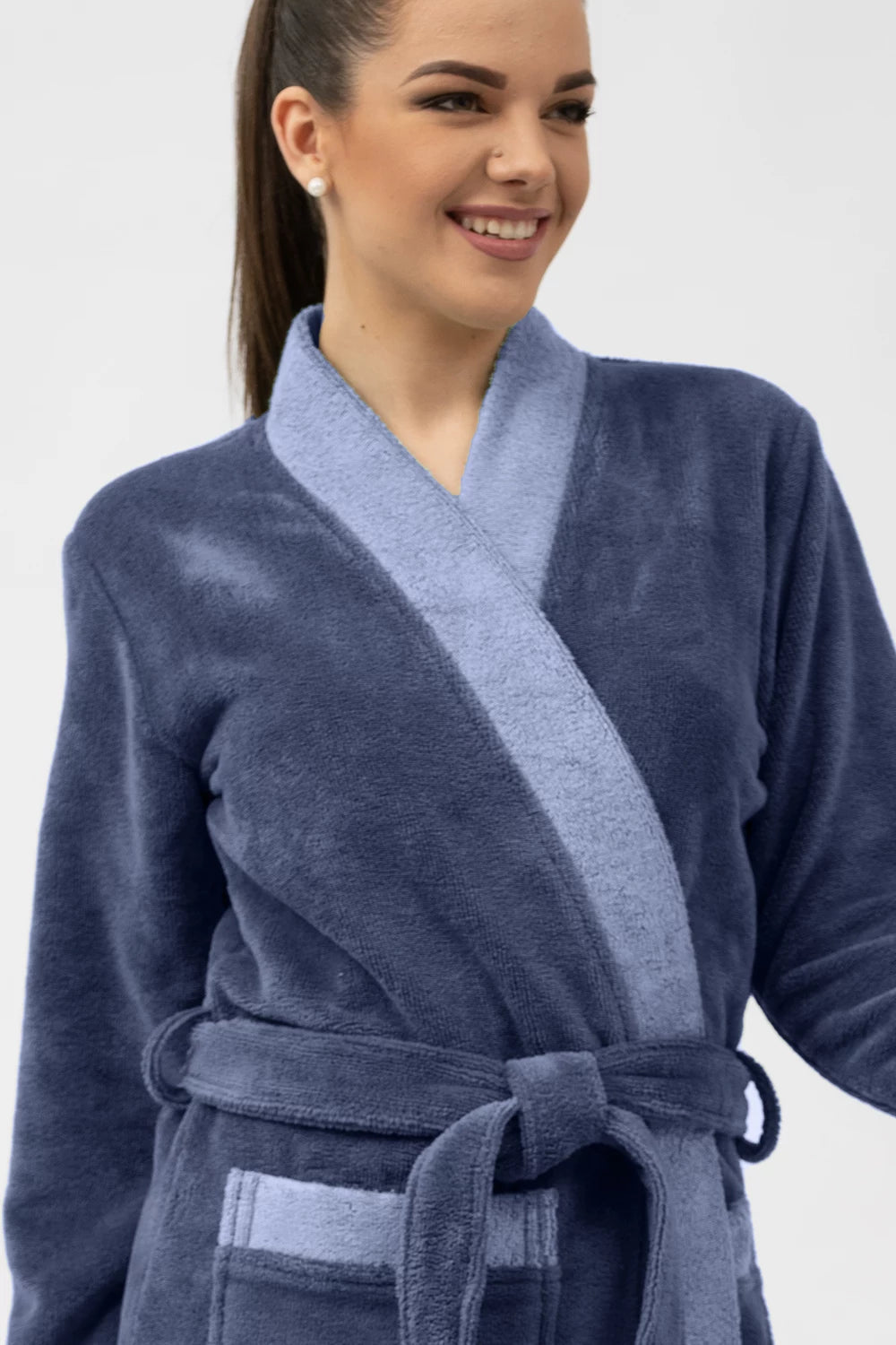 Belmanetti Bamboo Blend Long Kimono Robe in Deep Pink - Made in Europe