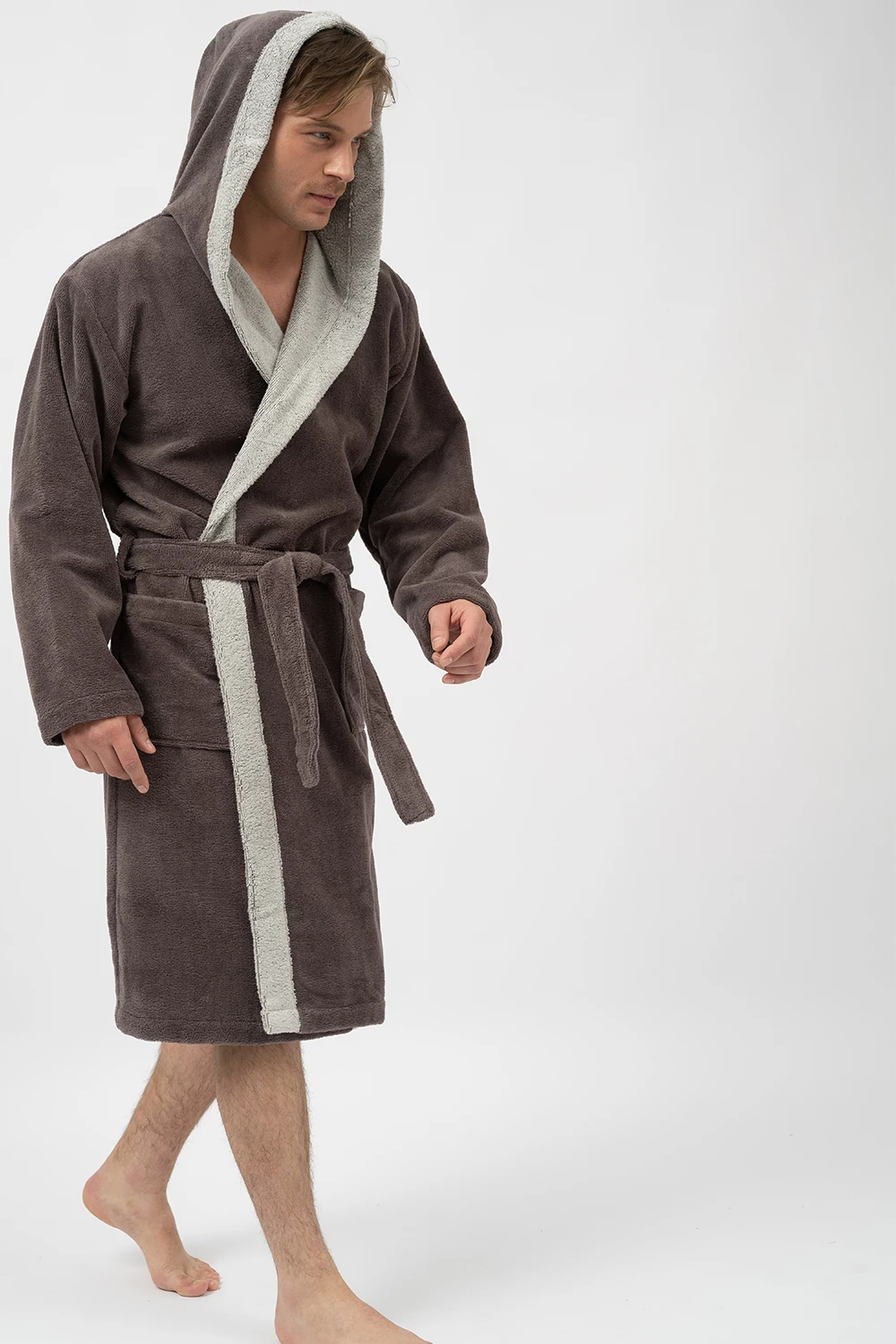 Belmanetti Hooded Men Bamboo Blend Robe in Volcanic - Free delivery available