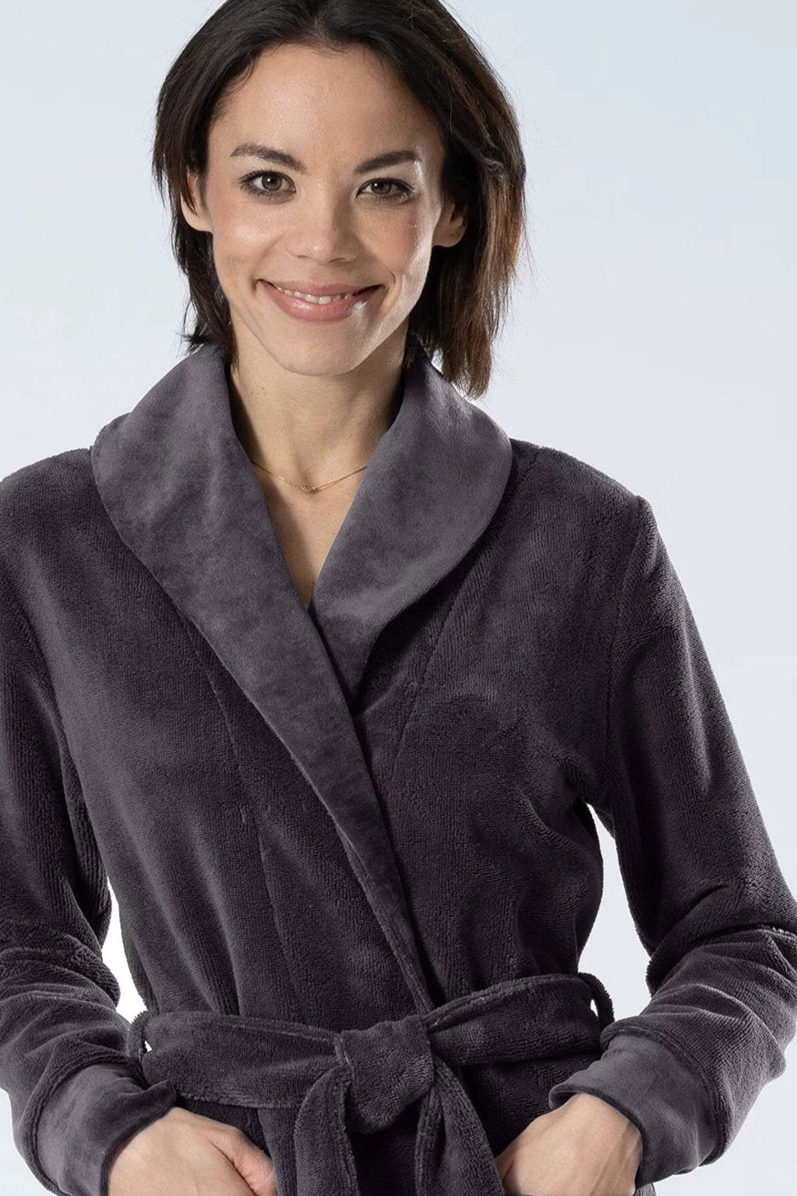 Belmanetti Bamboo Blended Double Fabric Shawl Collar in Volcanic Grey - Eco-friendly materials