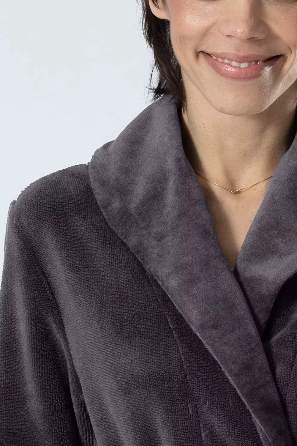 Belmanetti Bamboo Blended Double Fabric Shawl Collar in Volcanic Grey - Made in Europe