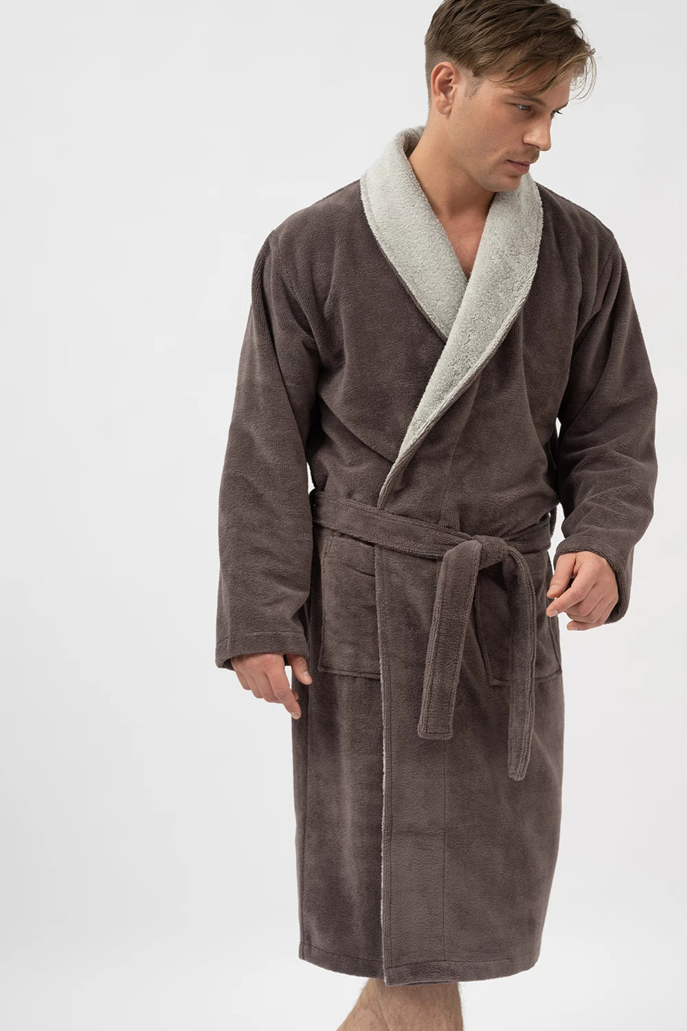 Belmanetti Men S Shawl Collar Bamboo Blend in Beige - European craftsmanship