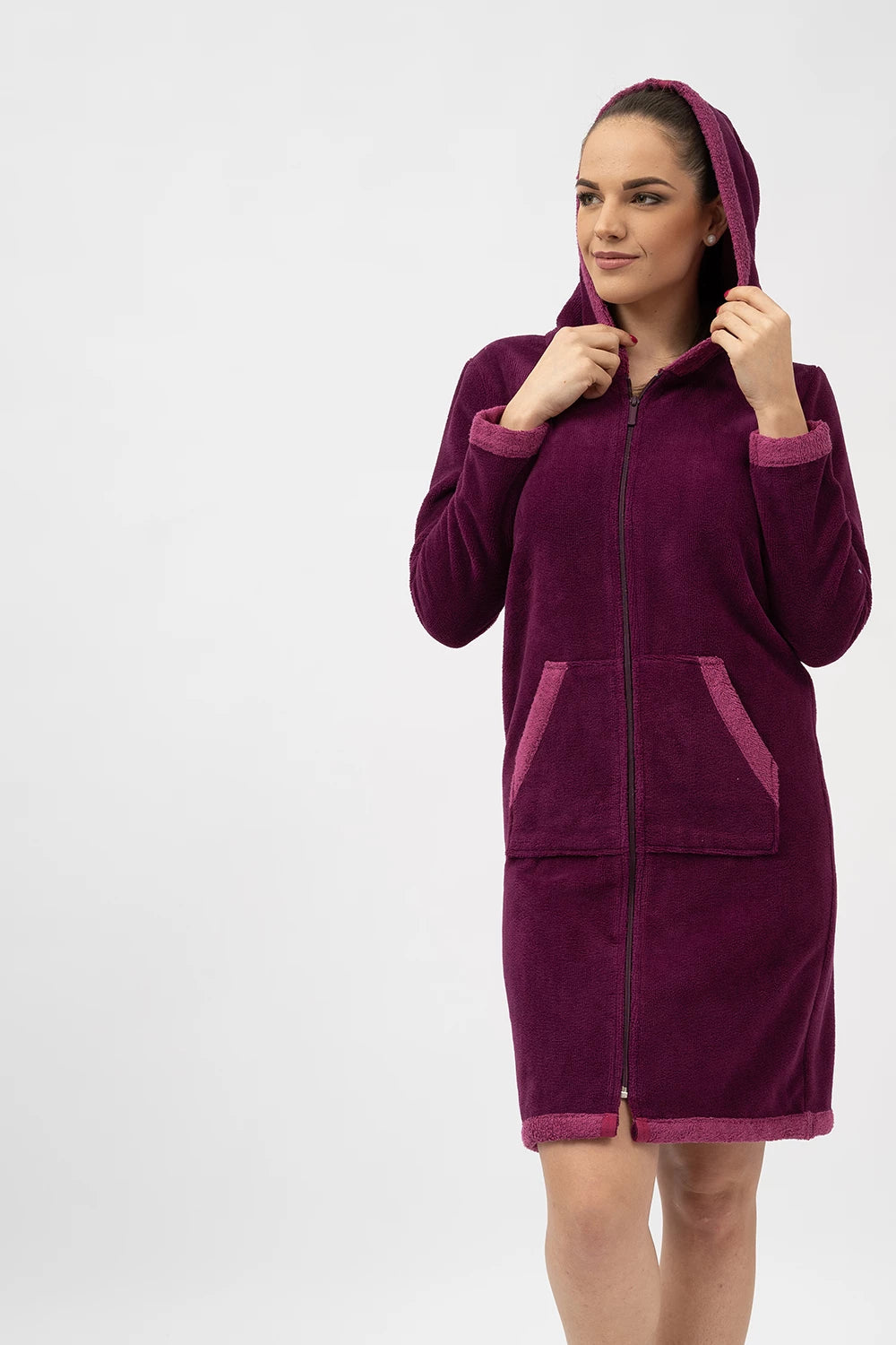 Belmanetti Bamboo Blend Hooded Zip Up Robe in Coral - Premium quality fabrics