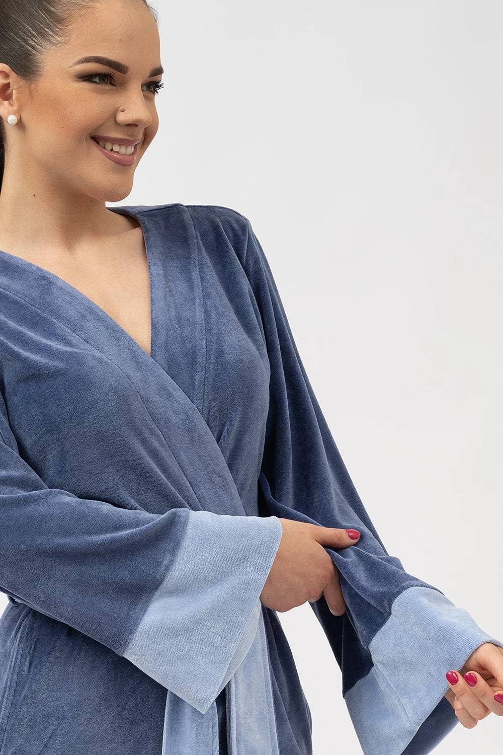 Belmanetti Extra Long Japanese Style Bamboo Kimono in Mid Blue - Bamboo-based comfort