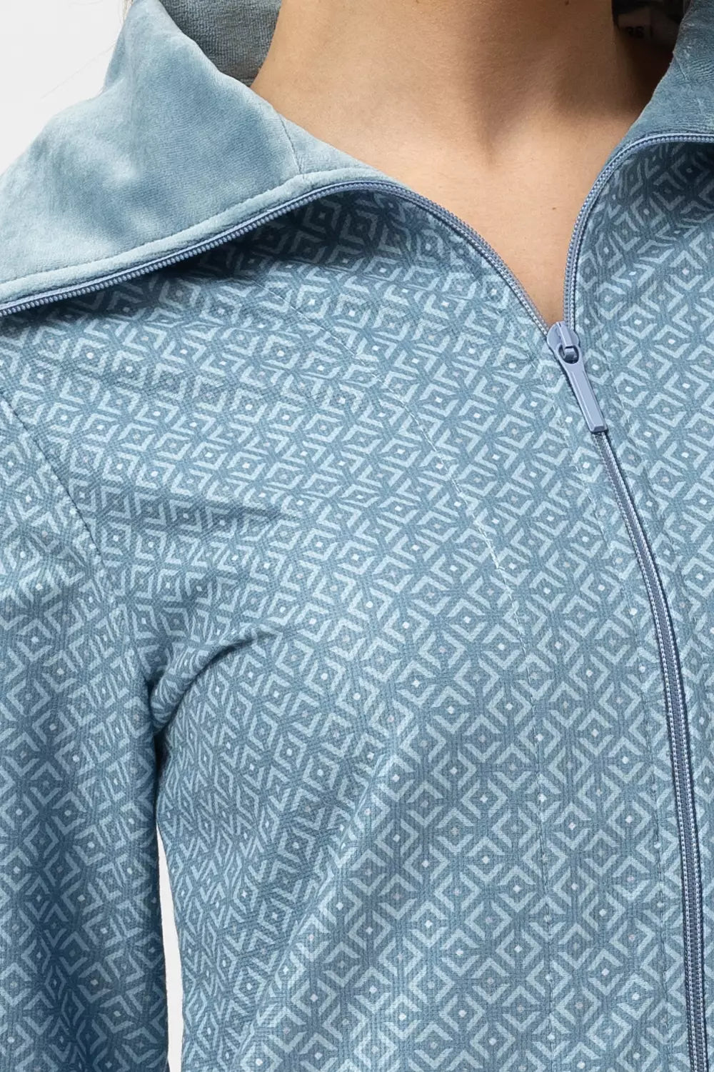 Belmanetti Printed Bamboo Blend Zip Up Robe in Blue - Long-lasting luxury