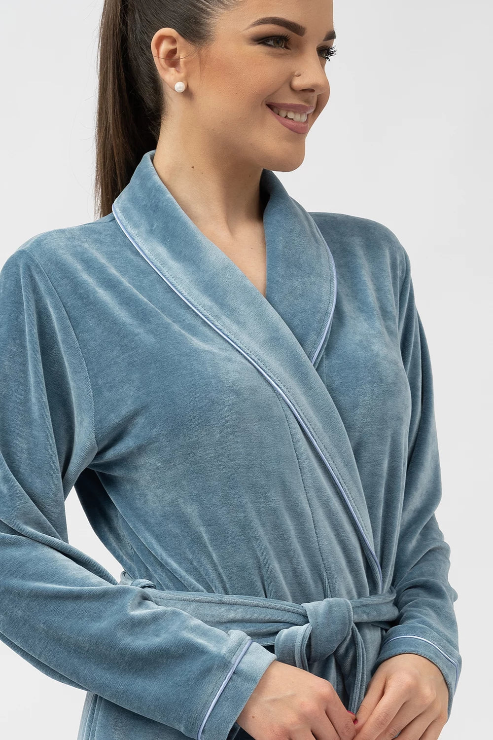 Belmanetti Extra Long Luxurious Modal Velour Bathrobe in Cranberry - Everyday spa comfort