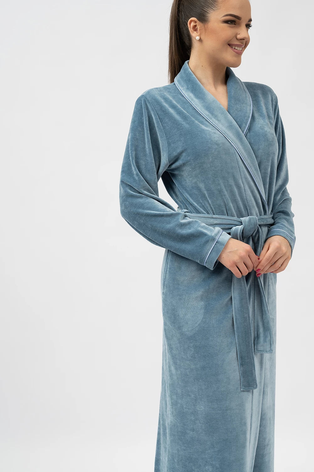 Belmanetti Extra Long Luxurious Modal Velour Bathrobe in Cranberry - European craftsmanship