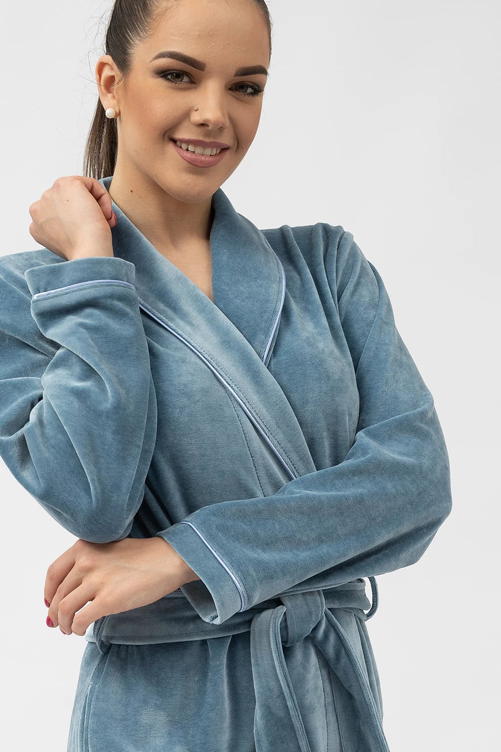 Belmanetti Extra Long Luxurious Modal Velour Bathrobe in Dark Grey - Premium quality fabrics