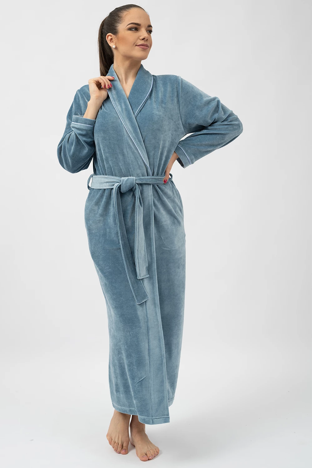 Belmanetti Extra Long Luxurious Modal Velour Bathrobe in Dark Grey - Long-lasting luxury