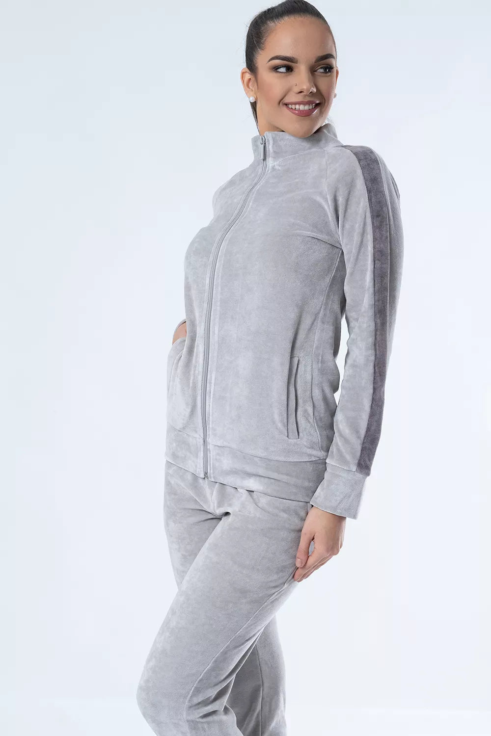 Belmanetti Bamboo Blend Nicky Velour Sweatsuit in Mid Grey - Lounge-ready comfort