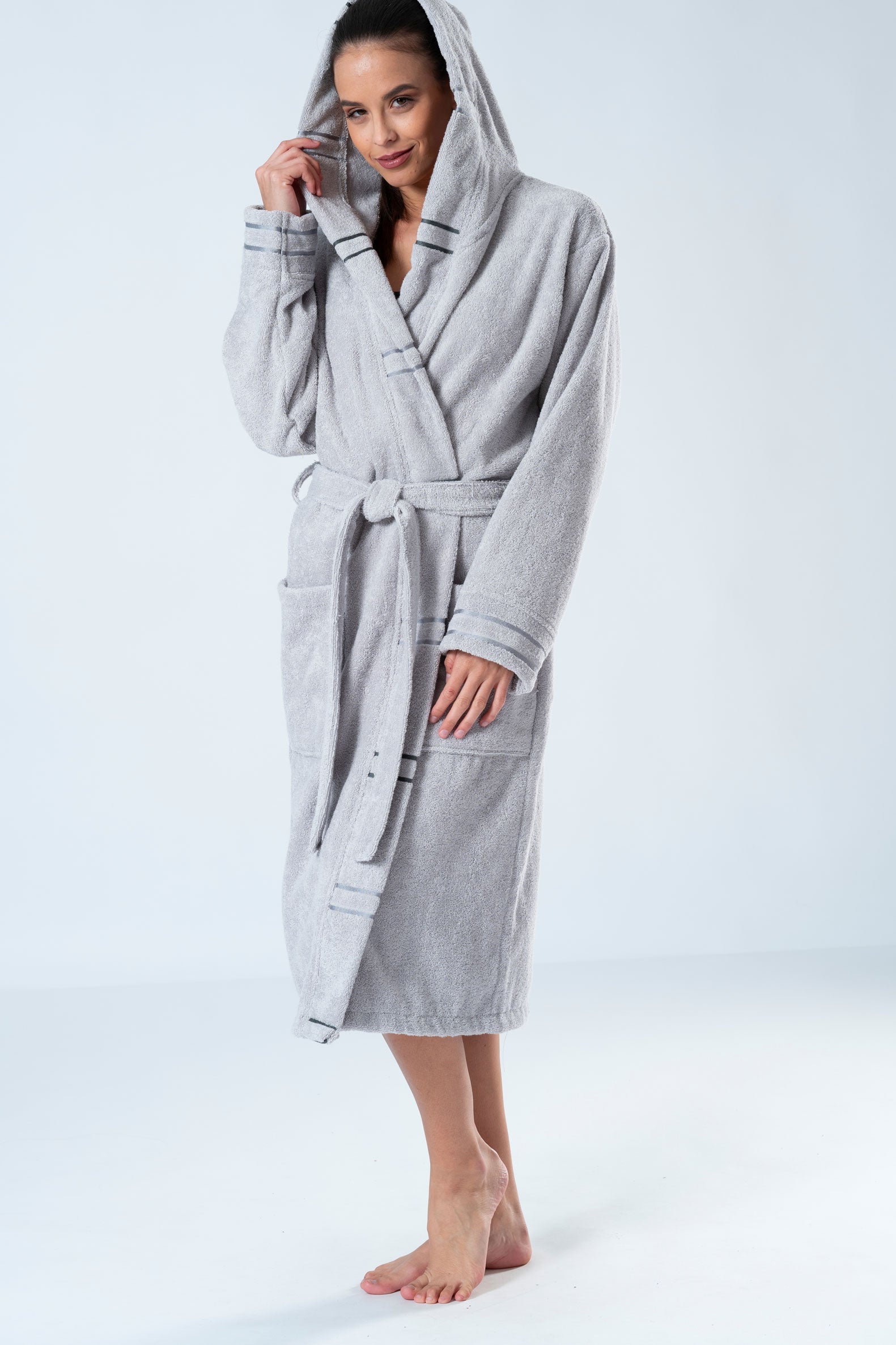 Belmanetti Unisex Cozy Cotton Terry Bathrobe in Grey - Premium quality fabrics