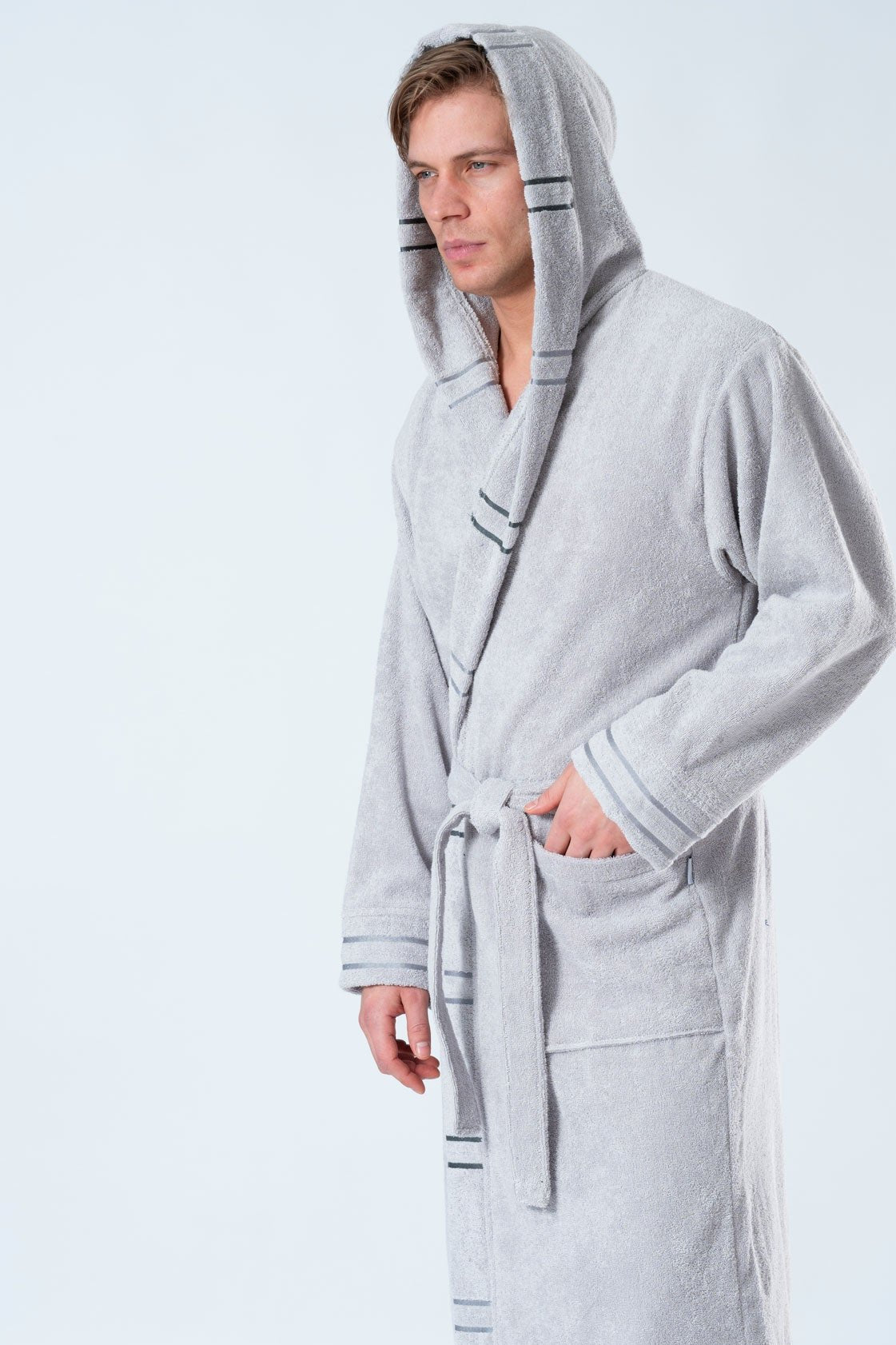 Belmanetti Unisex Cozy Cotton Terry Bathrobe in Dark Blue - Made in Europe