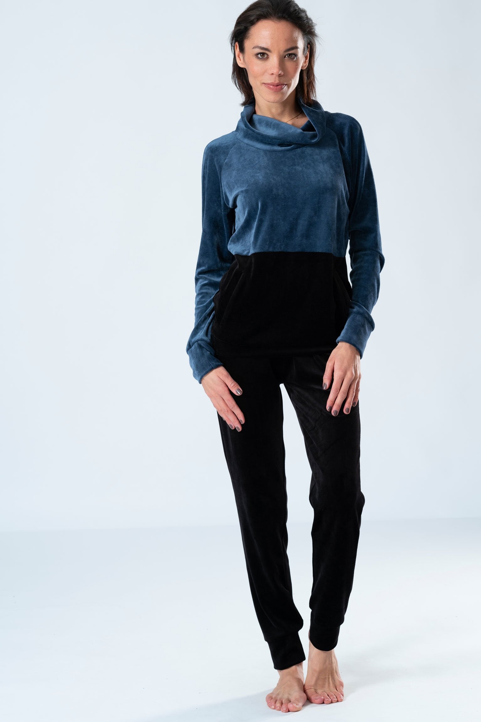 Belmanetti Modal Light Velour Sweatsuit In Colour in Indigo - Made in Europe