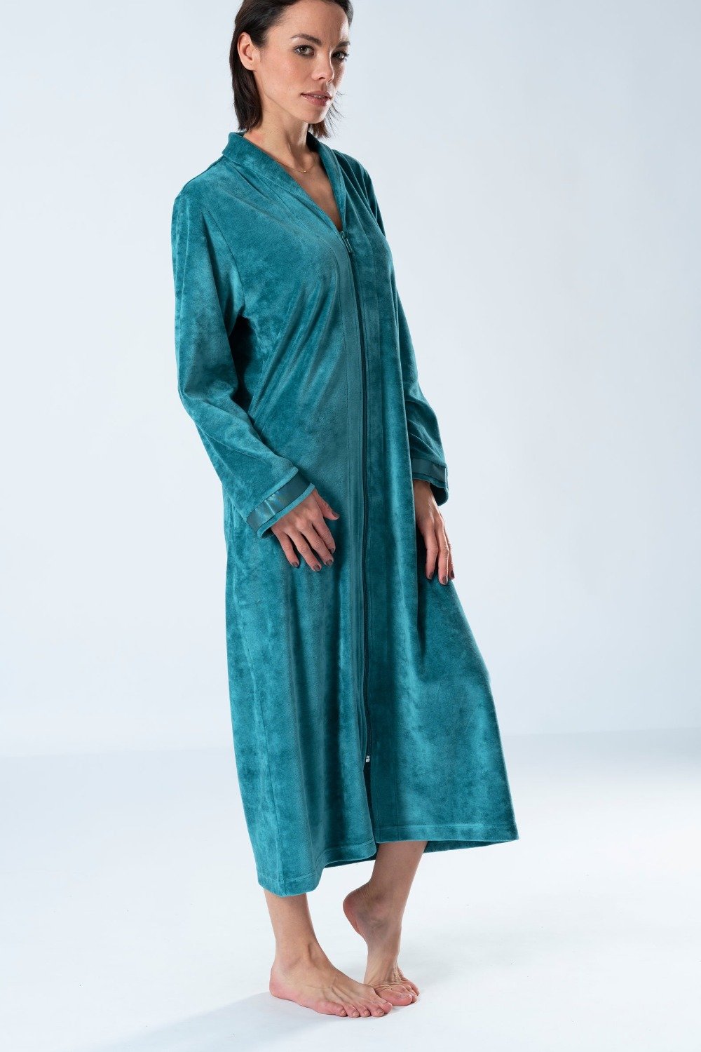 Belmanetti Long Modal Nicky Velour Robe With in Night Blue - Perfect for slow mornings