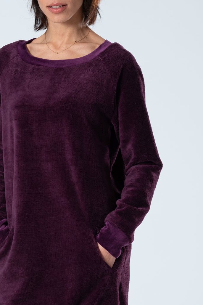 Belmanetti Womens Bamboo Warming Home Dress in Night Blue - Year-round coziness