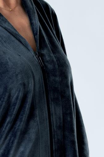 Belmanetti Long Modal Nicky Velour Robe With in Night Blue - Gift-ready packaging