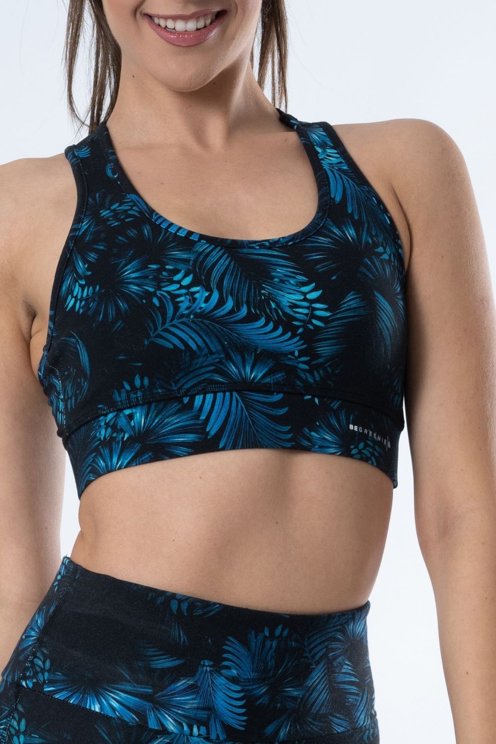 BeGreenie Eco Luxe Leaf Print Sports Bra in XS - Sustainable fabric
