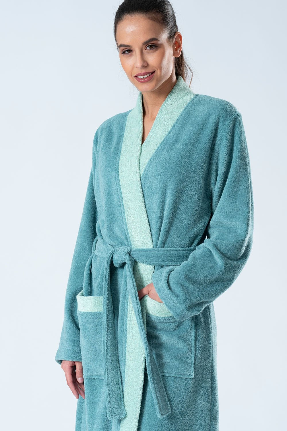 Belmanetti Bamboo Blend Long Kimono Robe in Peach - Sustainable fabric