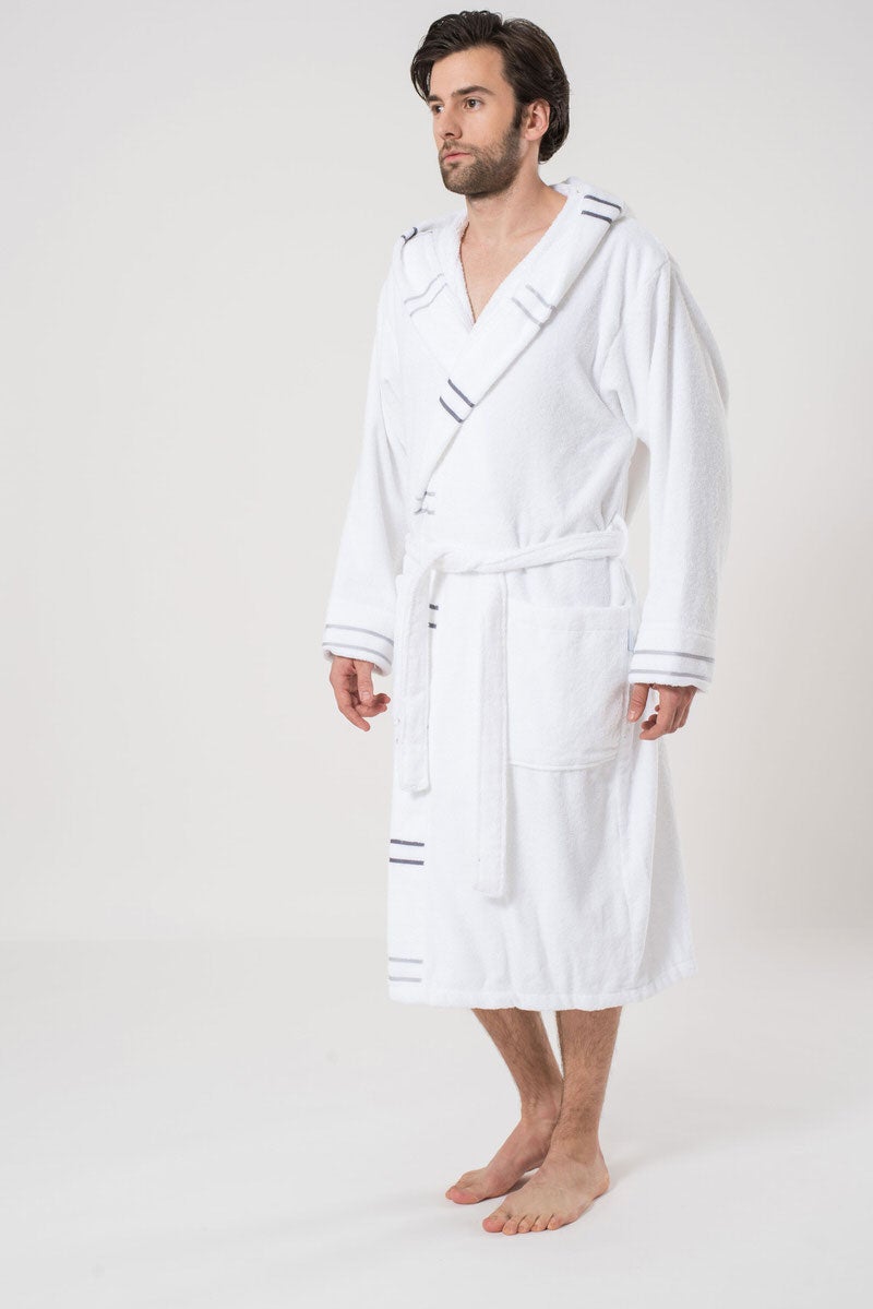 Belmanetti Unisex Cozy Cotton Terry Bathrobe in Dark Blue - Ideal for spa and home