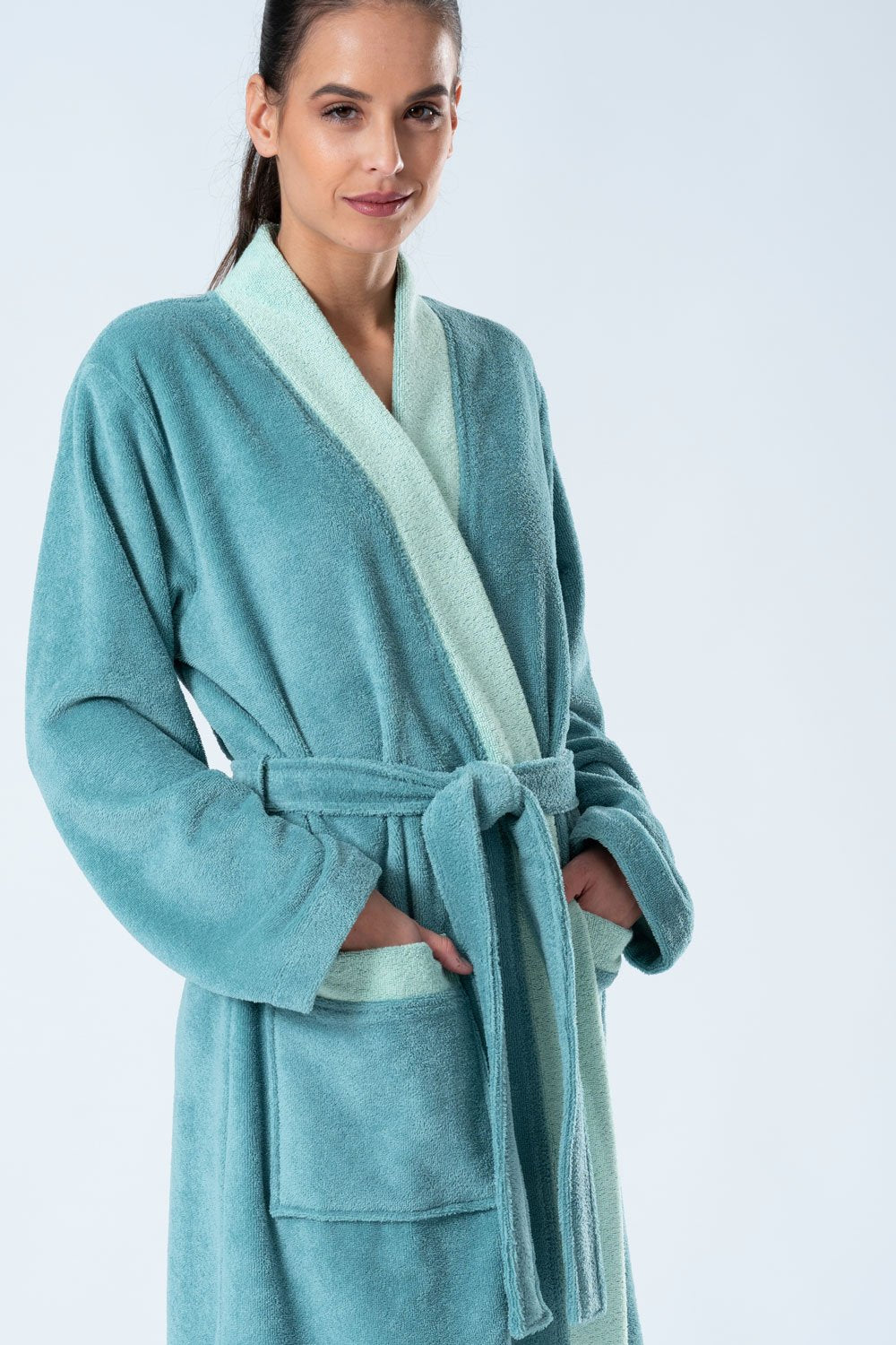Belmanetti Bamboo Blend Long Kimono Robe in Peach - Everyday spa comfort