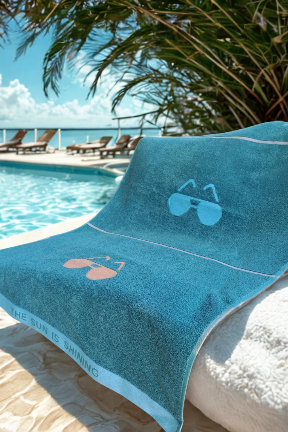 Belmanetti Sunglasses Beach Towel Supersoft Cotton Terry in Deep Cobalt - Made in Europe