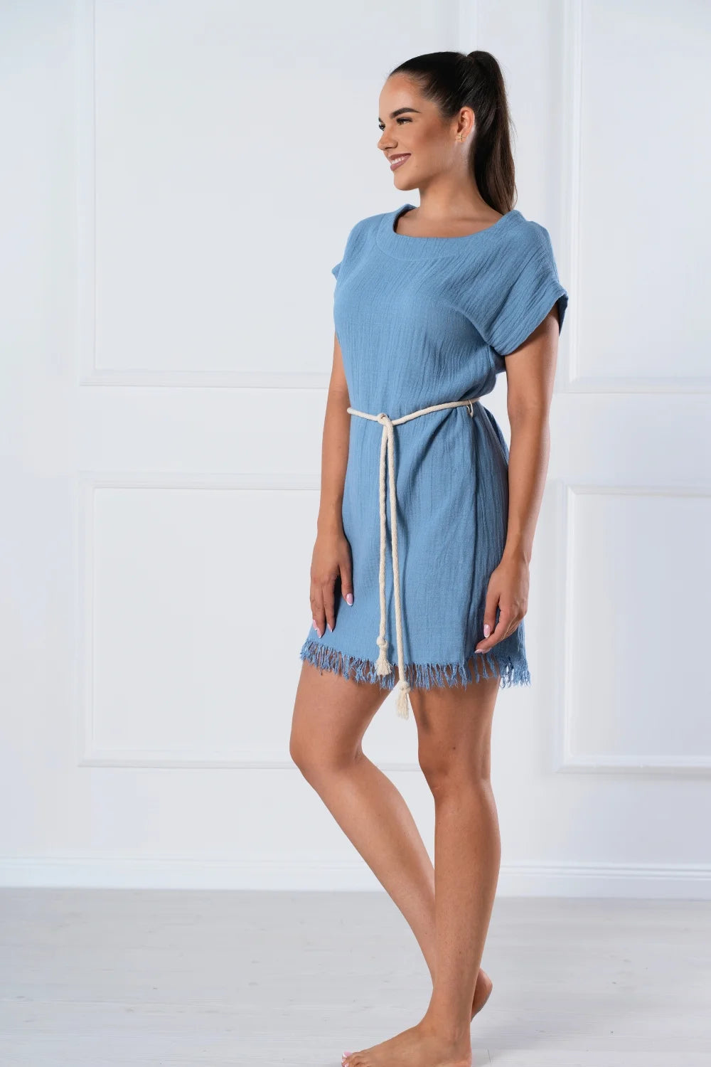 Belmanetti 2 Layer Muslin Summer Dress Bamboo in Naturel - Sustainable fabric