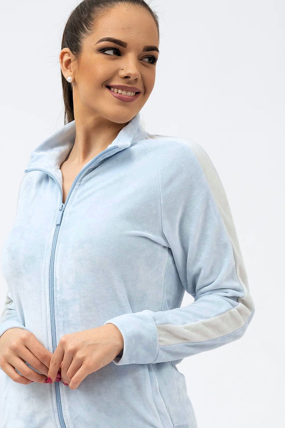 Belmanetti Bamboo Blend Nicky Velour Sweatsuit in Shark - Free returns