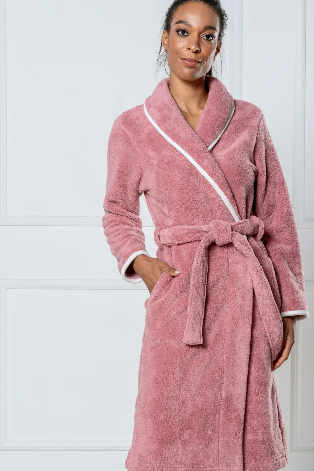 Belmanetti Shawl Collar Wellsoft Women Bathrobes in peach - Long-lasting luxury