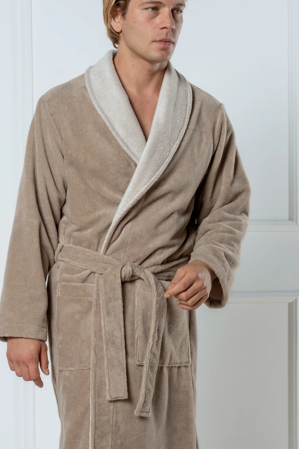 Belmanetti Men S Shawl Collar Bamboo Blend in Volcanic - Year-round coziness