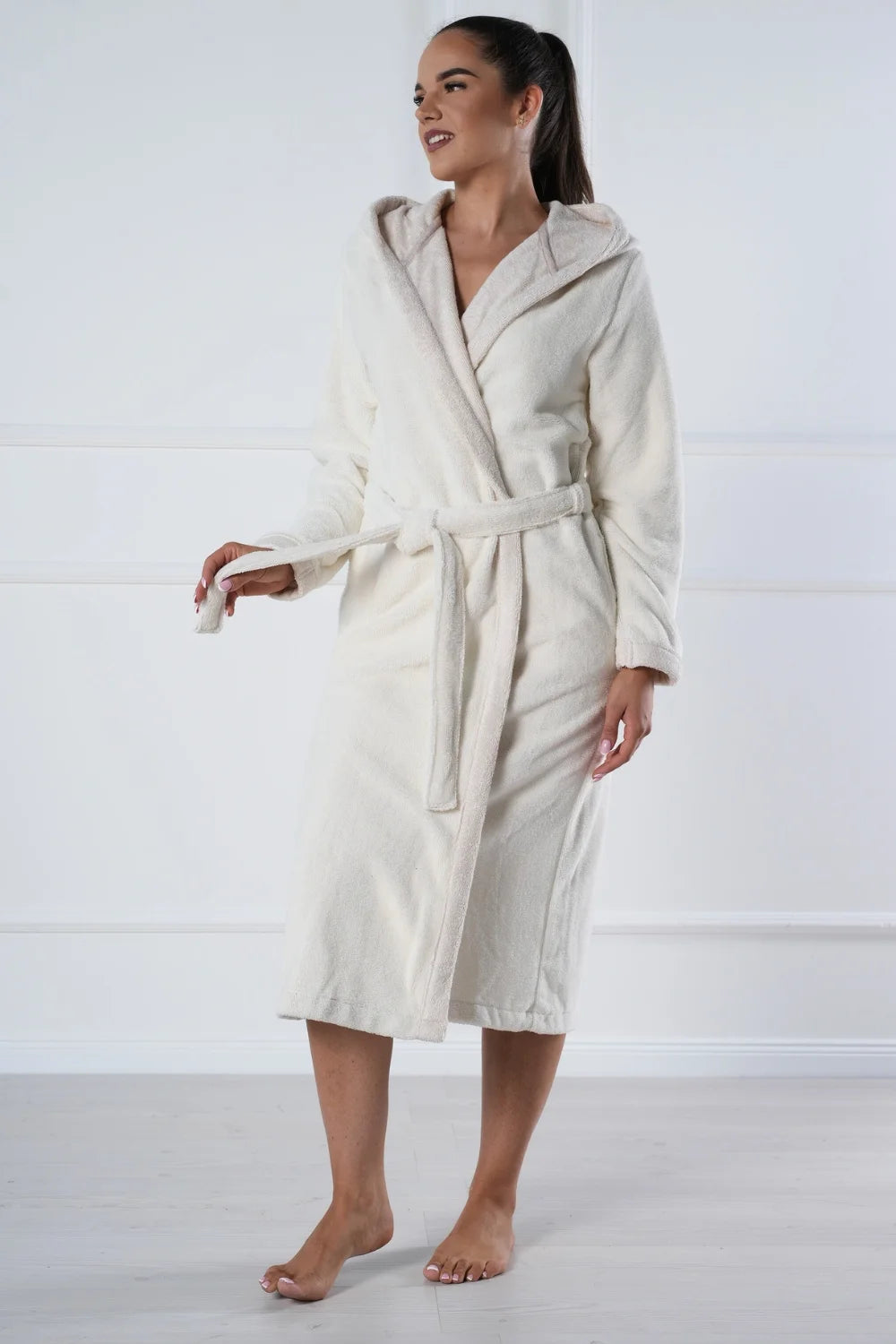 Belmanetti Bamboo Infused Long Hooded Robe in Grape - Free returns