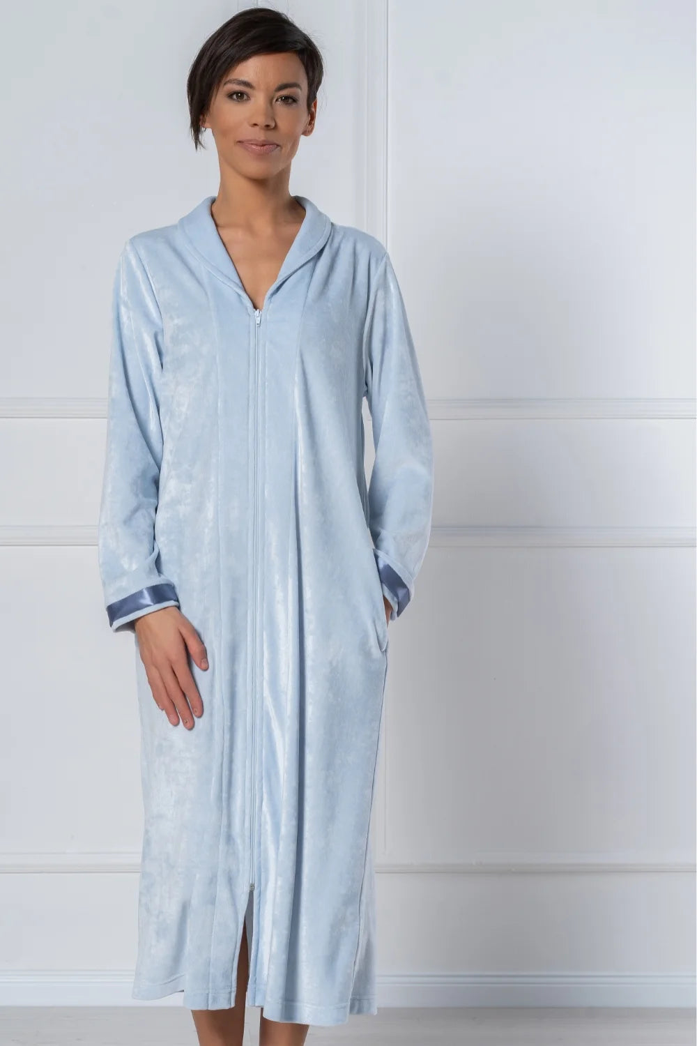 Belmanetti Long Modal Nicky Velour Robe With in Red Wine - European craftsmanship