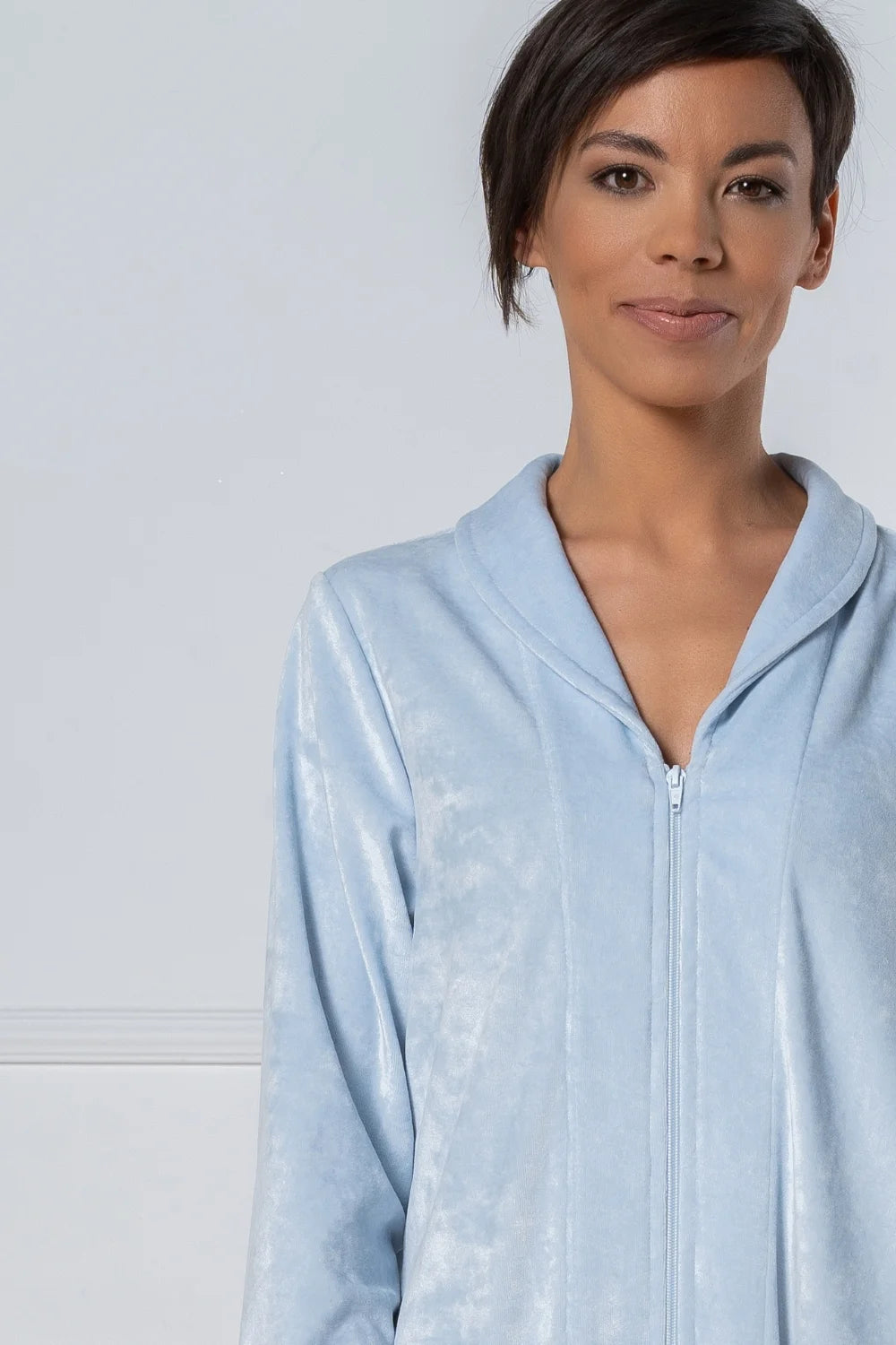 Belmanetti Long Modal Nicky Velour Robe With in Night Blue - Premium quality fabrics