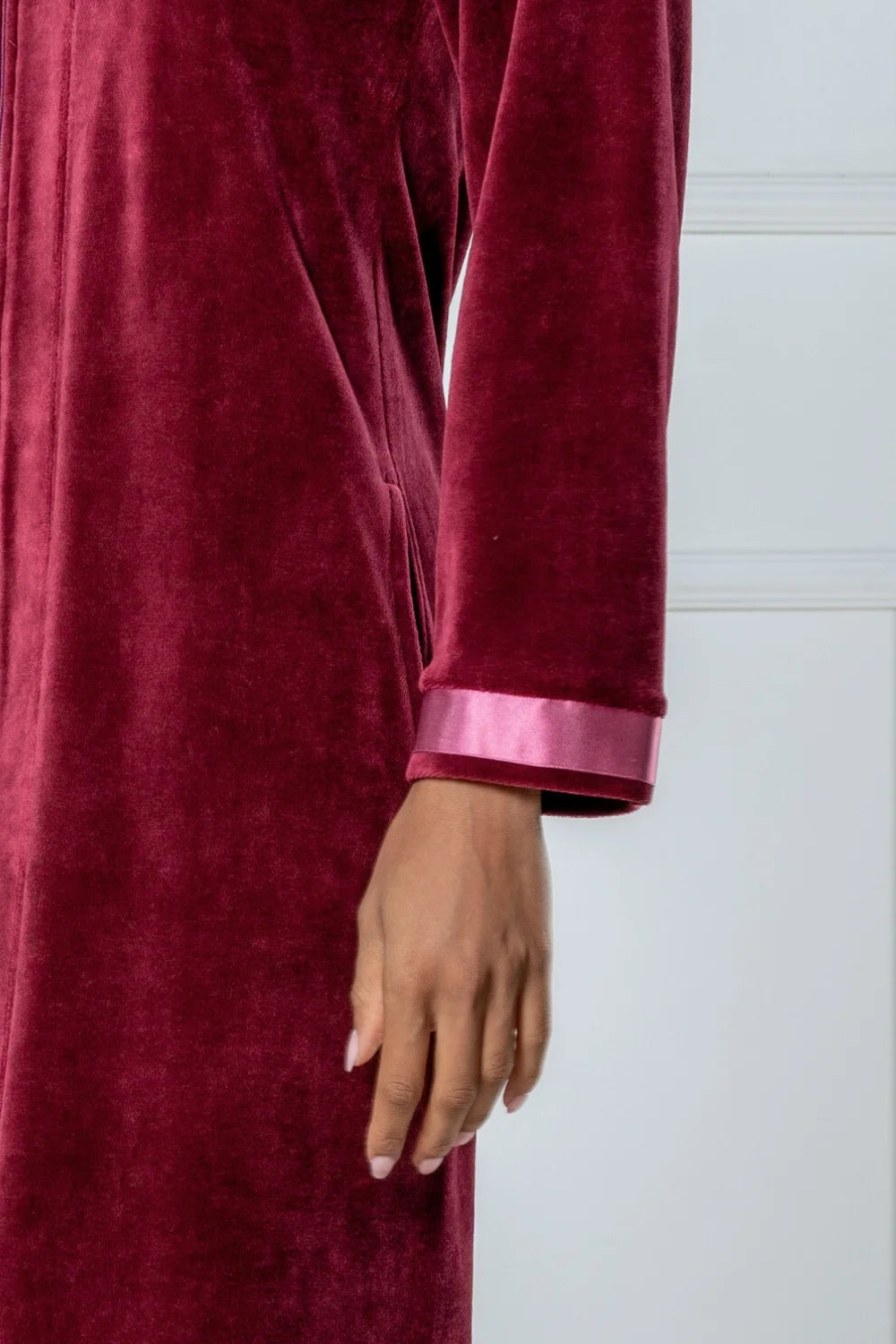 Belmanetti Long Modal Nicky Velour Robe With in Red Wine - Lounge-ready comfort