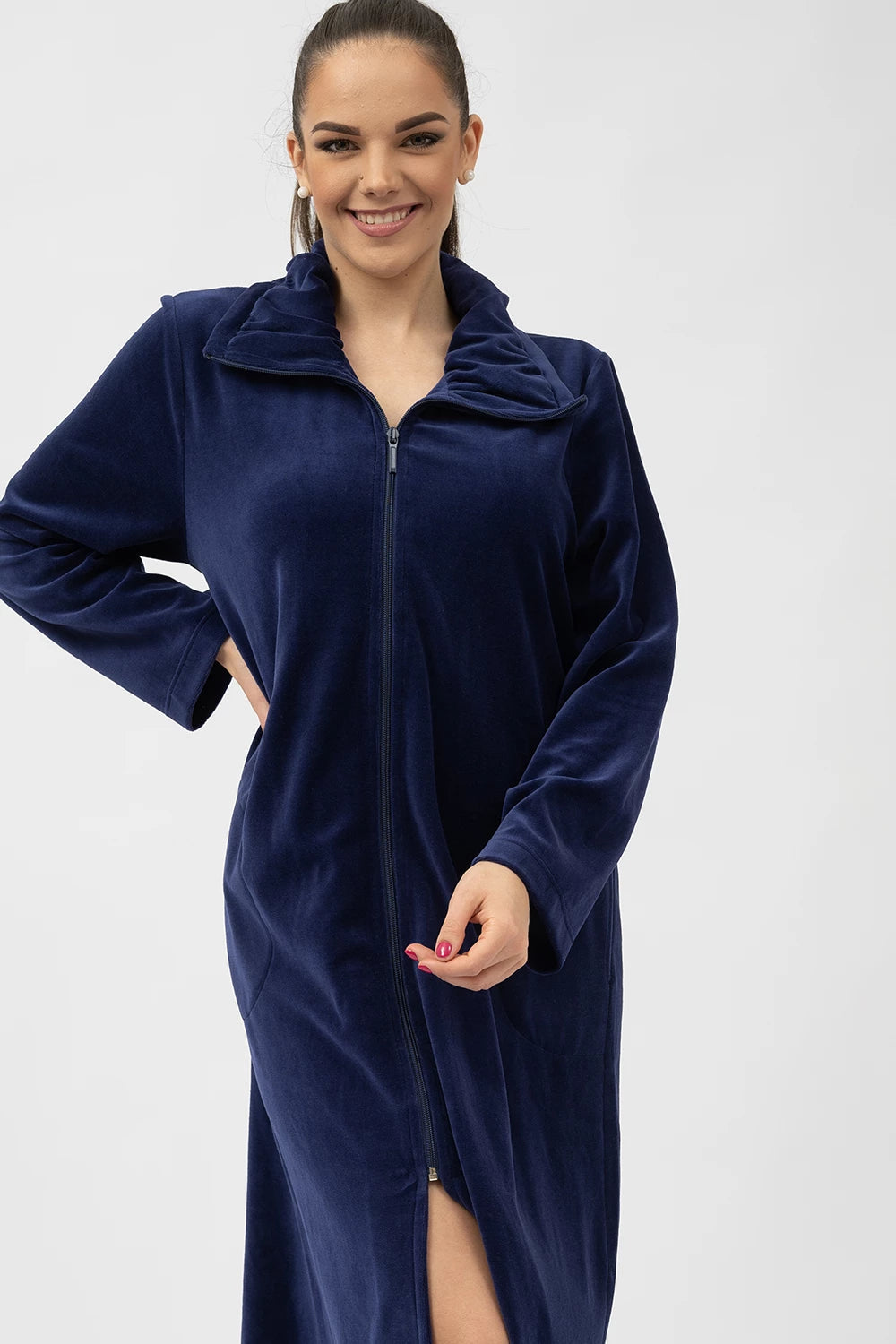 Belmanetti Classic Nicky Velour Women Zip Robe in Rose - Lounge-ready comfort