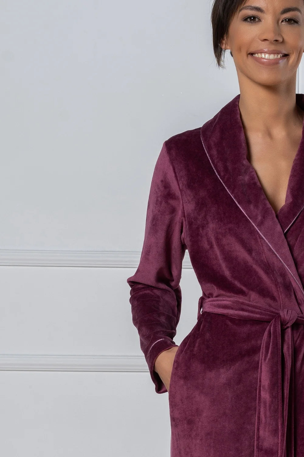 Belmanetti Extra Long Luxurious Modal Velour Bathrobe in Shark Grey - Made in Europe
