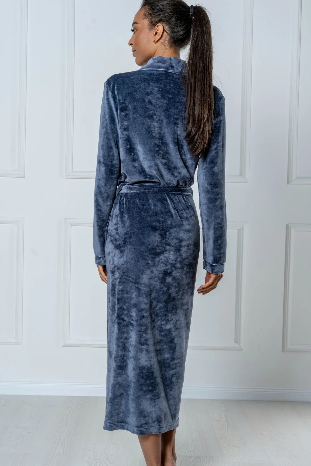 Belmanetti Extra Long Luxurious Modal Velour Bathrobe in Night Blue - Ideal for spa and home