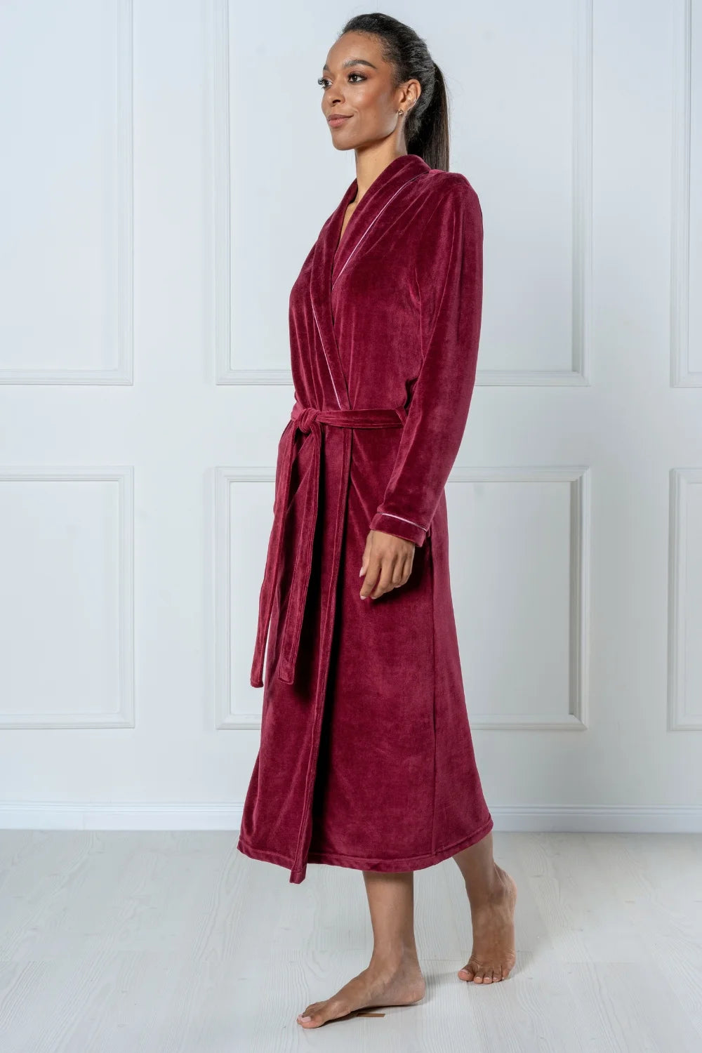 Belmanetti Extra Long Luxurious Modal Velour Bathrobe in Night Blue - Year-round coziness