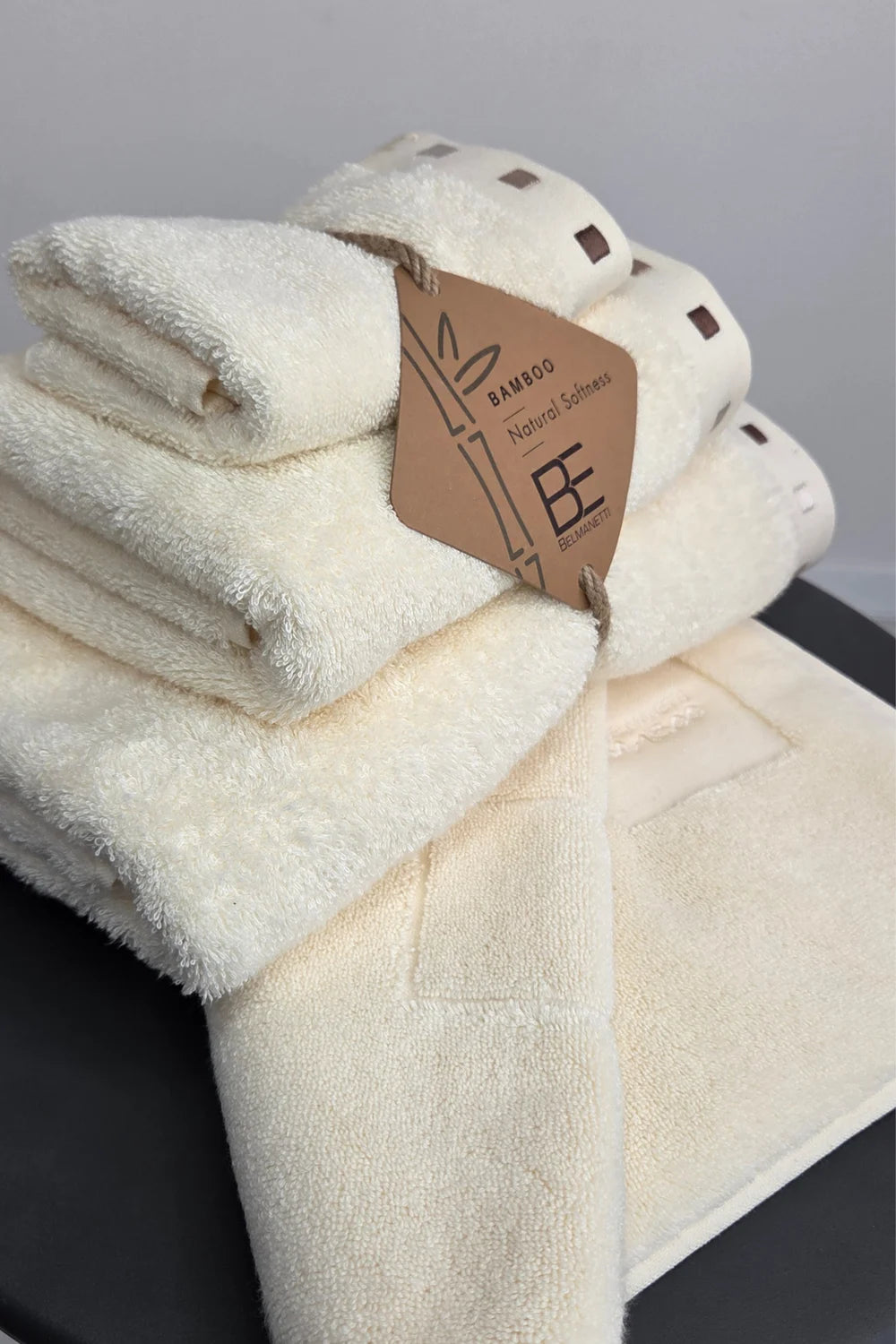 4-Piece Bamboo-Cotton Bathroom Set – Towel Set with Bath Mat