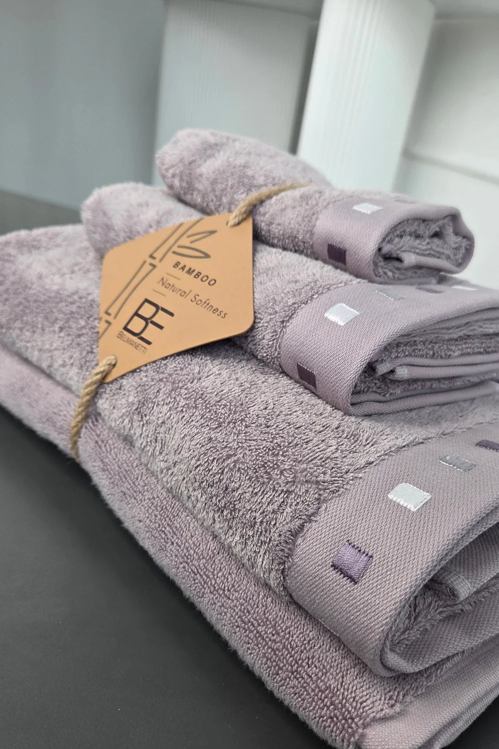 4-Piece Bamboo-Cotton Bathroom Set – Towel Set with Bath Mat