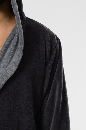 Belmanetti Hooded Men Bamboo Blend Robe in Grey - Lounge-ready comfort