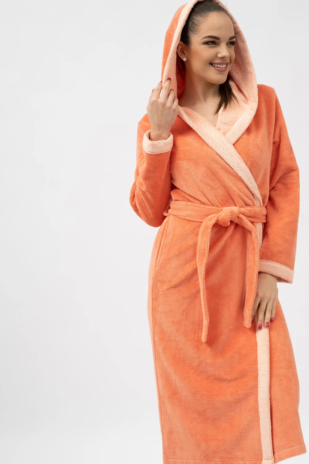 Belmanetti Bamboo Infused Long Hooded Robe in Cream - Eco-friendly materials