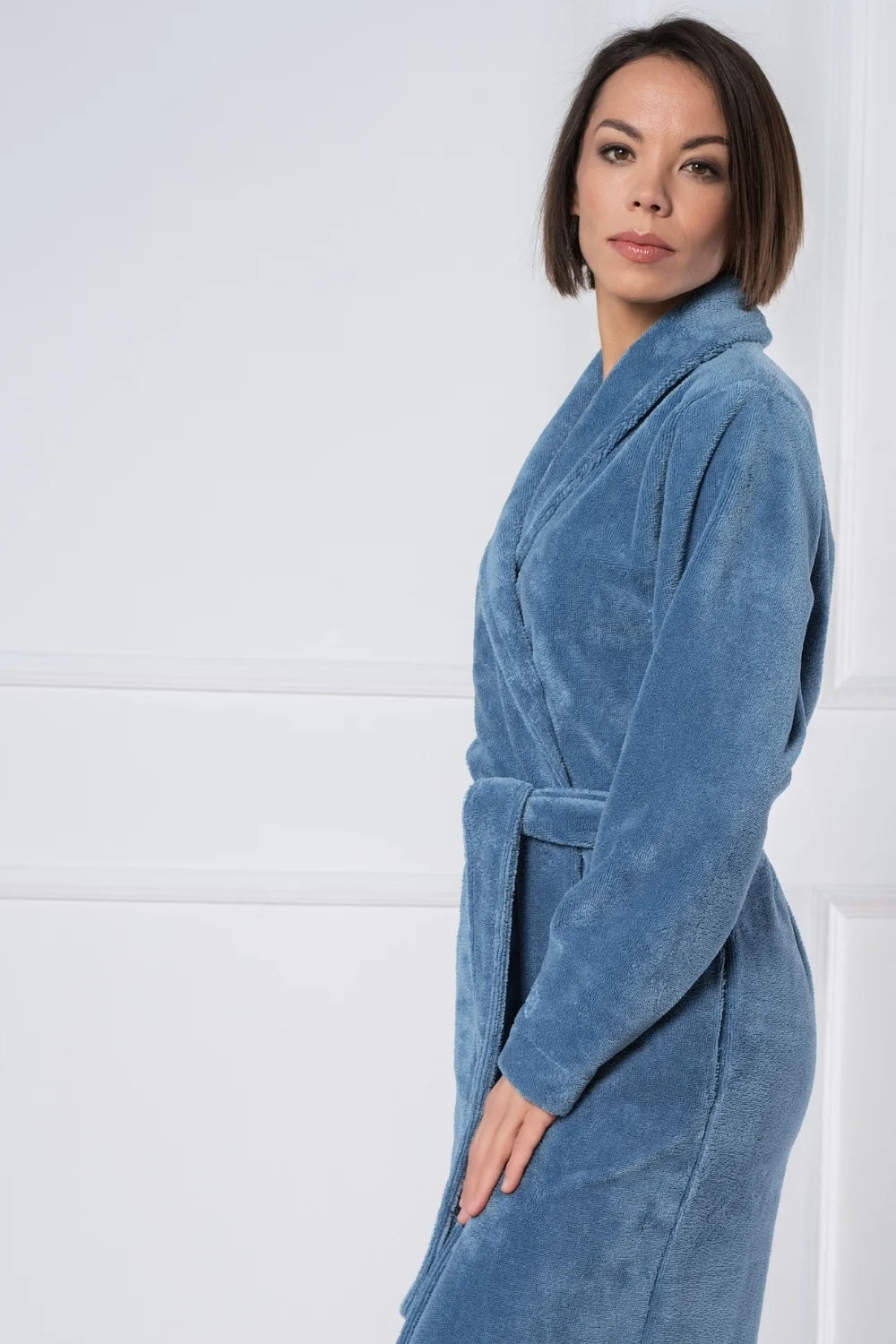 Curved Style Bamboo Velour Terry Robe