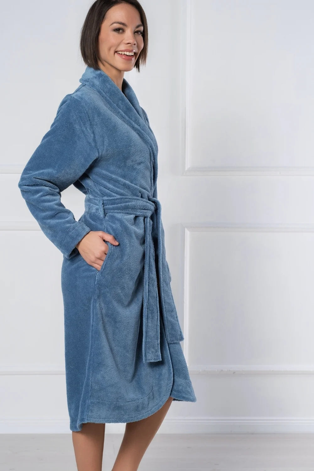 Curved Style Bamboo Velour Terry Robe