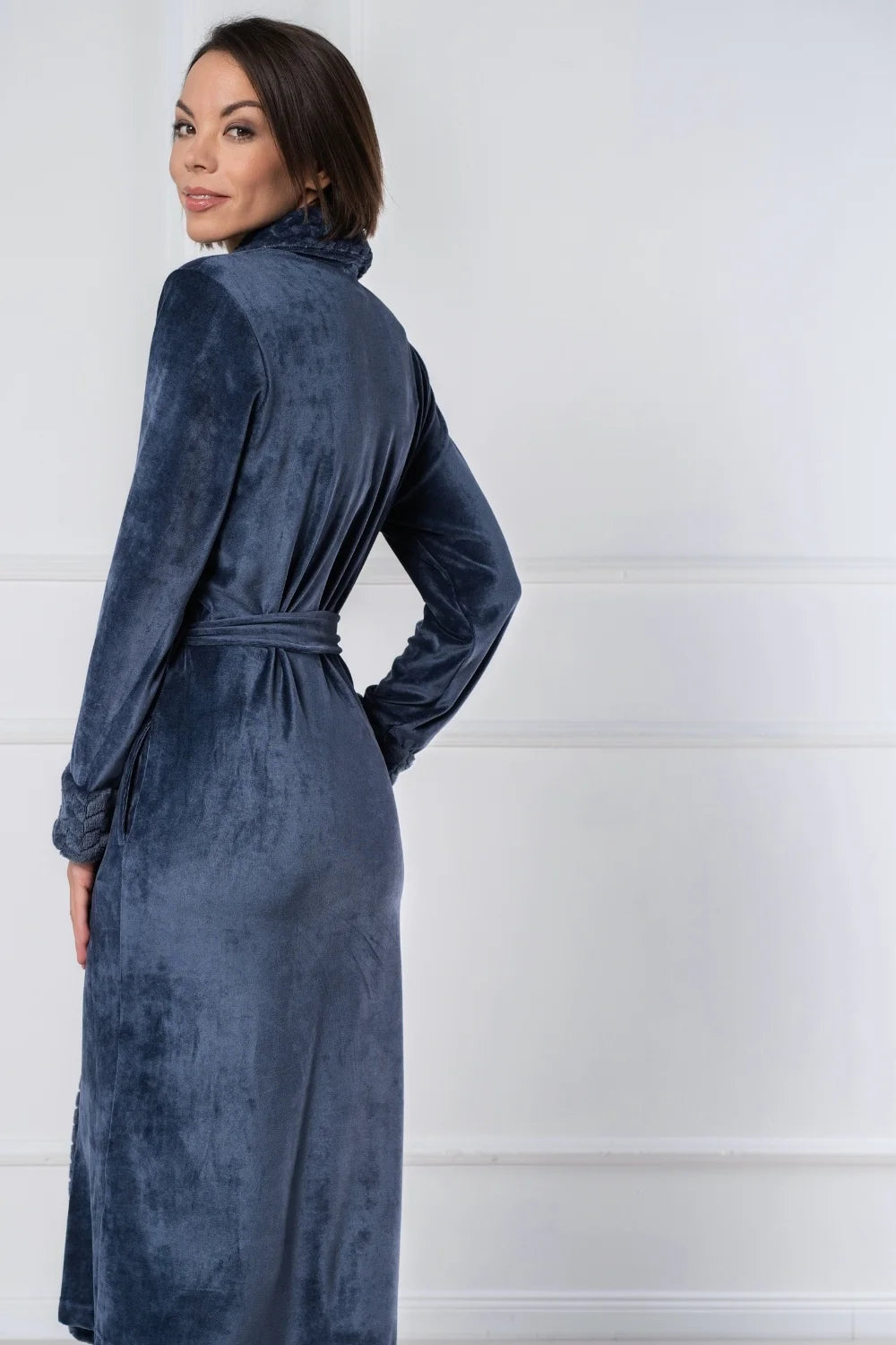 Soft Bamboo Velour Bathrobe with Plush Trim