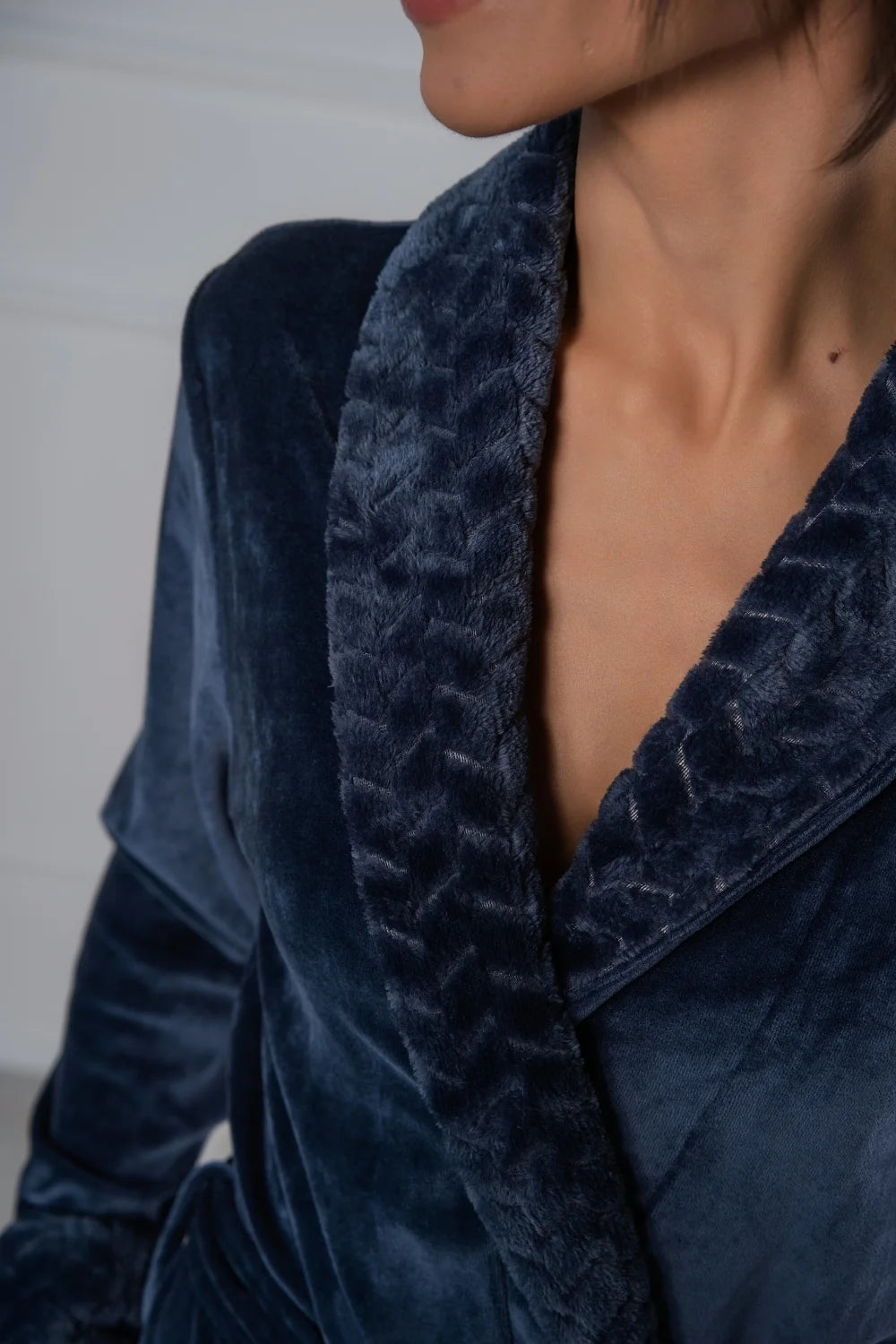 Soft Bamboo Velour Bathrobe with Plush Trim