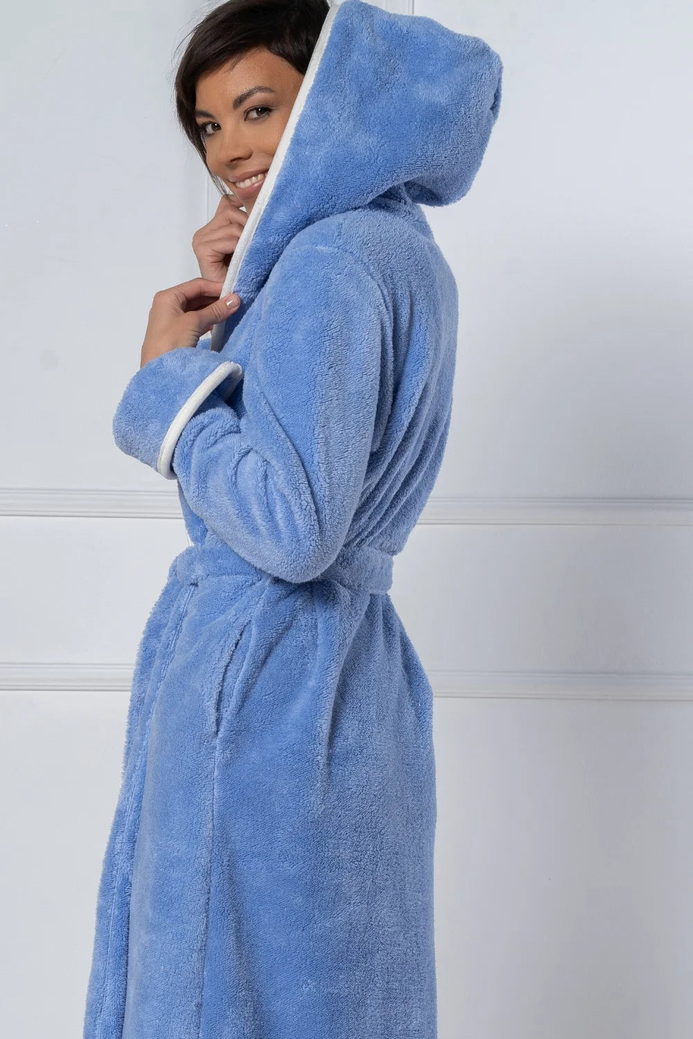 Belmanetti Hooded Wellsoft Women Bathrobes in blue - Everyday spa comfort