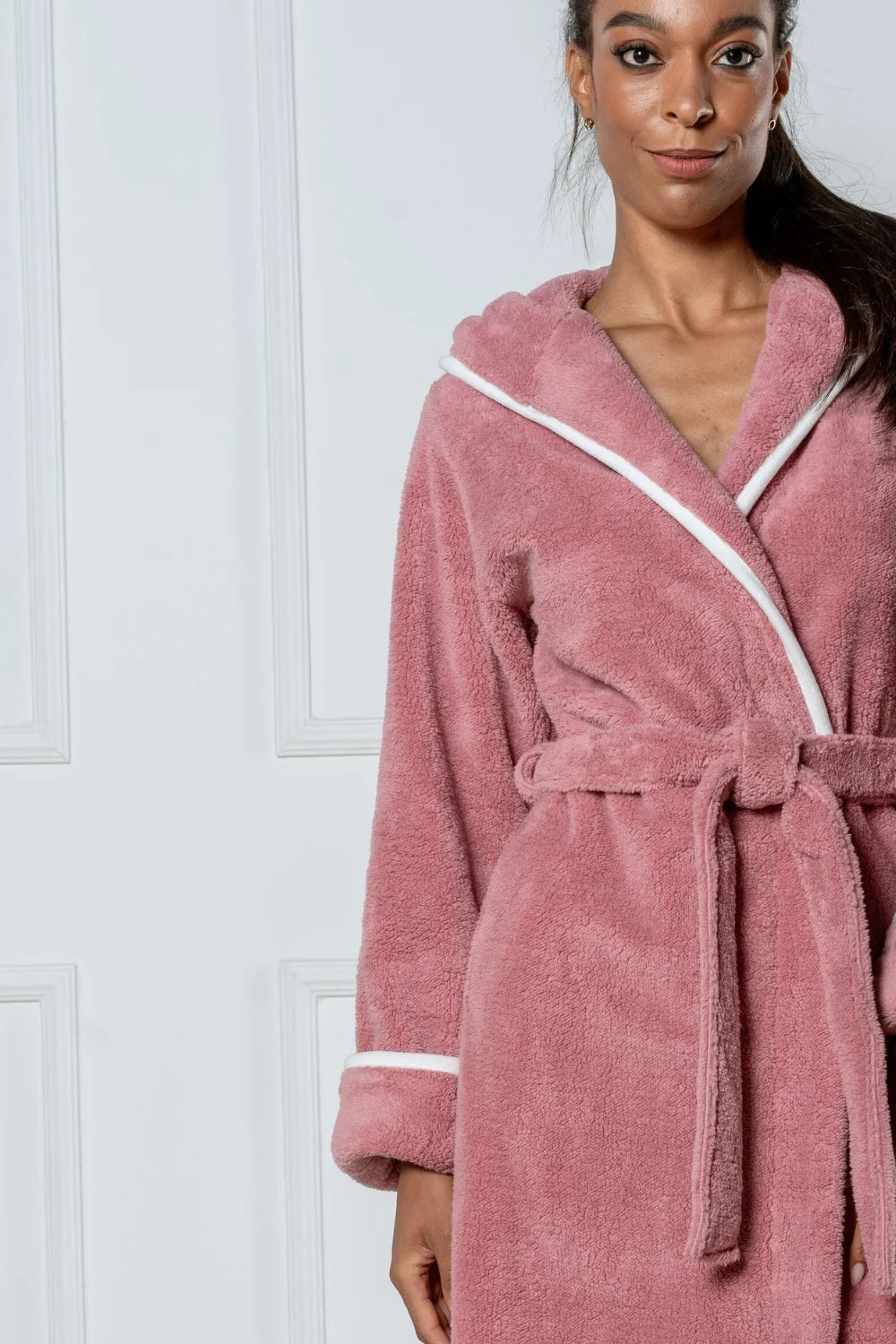 Belmanetti Hooded Wellsoft Women Bathrobes in peach - Made in Europe