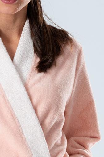 Belmanetti Bamboo Blend Long Kimono Robe in Peach - European craftsmanship