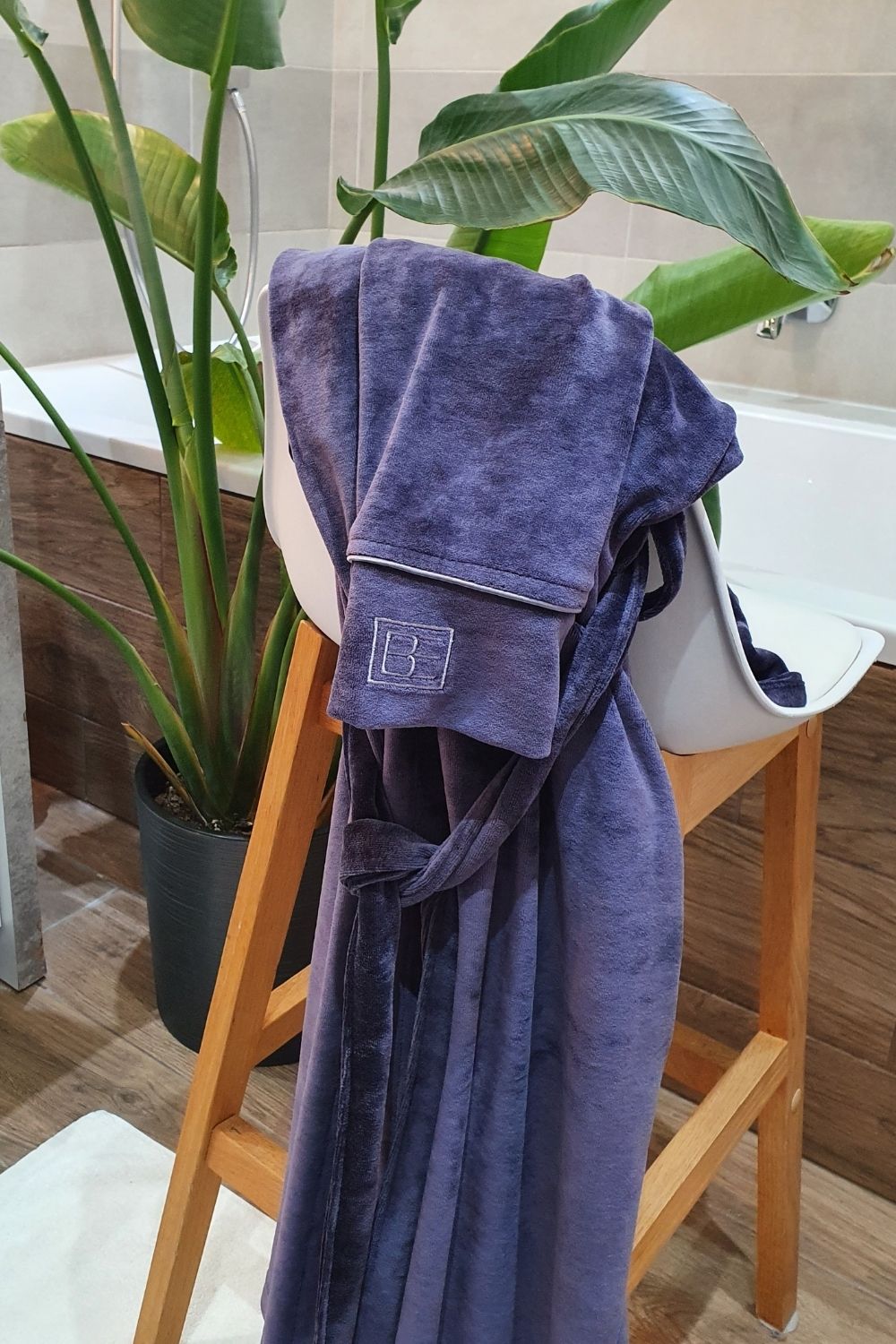 Belmanetti Elegant Shawl Collar Modal Velour Bathrobe in Graystone - Year-round coziness