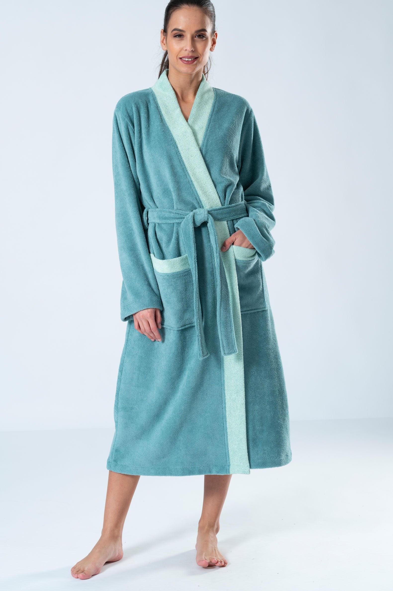 Belmanetti Bamboo Blend Long Kimono Robe in Peach - Bamboo-based comfort