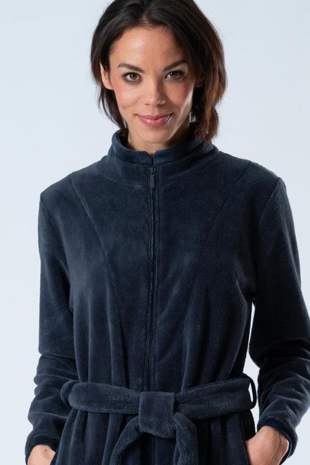 Belmanetti Bamboo Cotton Blend Full Zip Bathrobe in Night Blue - Perfect for slow mornings